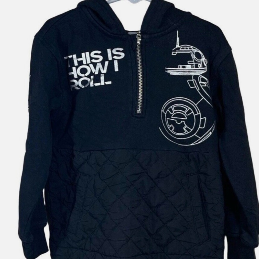 Disney Star Wars Black Hoodie Youth BB8 "This Is How I Roll"